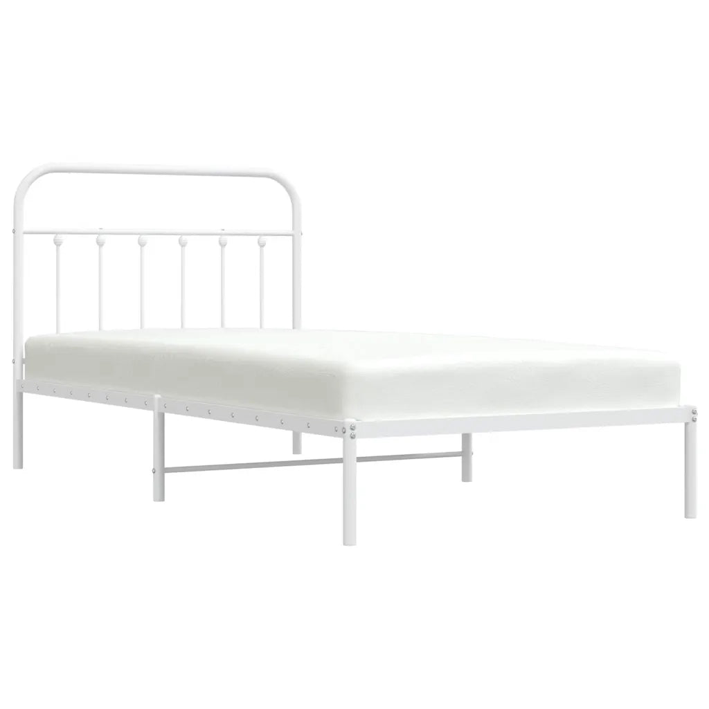 Giroletto con Testiera-Struttura Letto con testiera Metallo Bianco 107x203 cm 623125