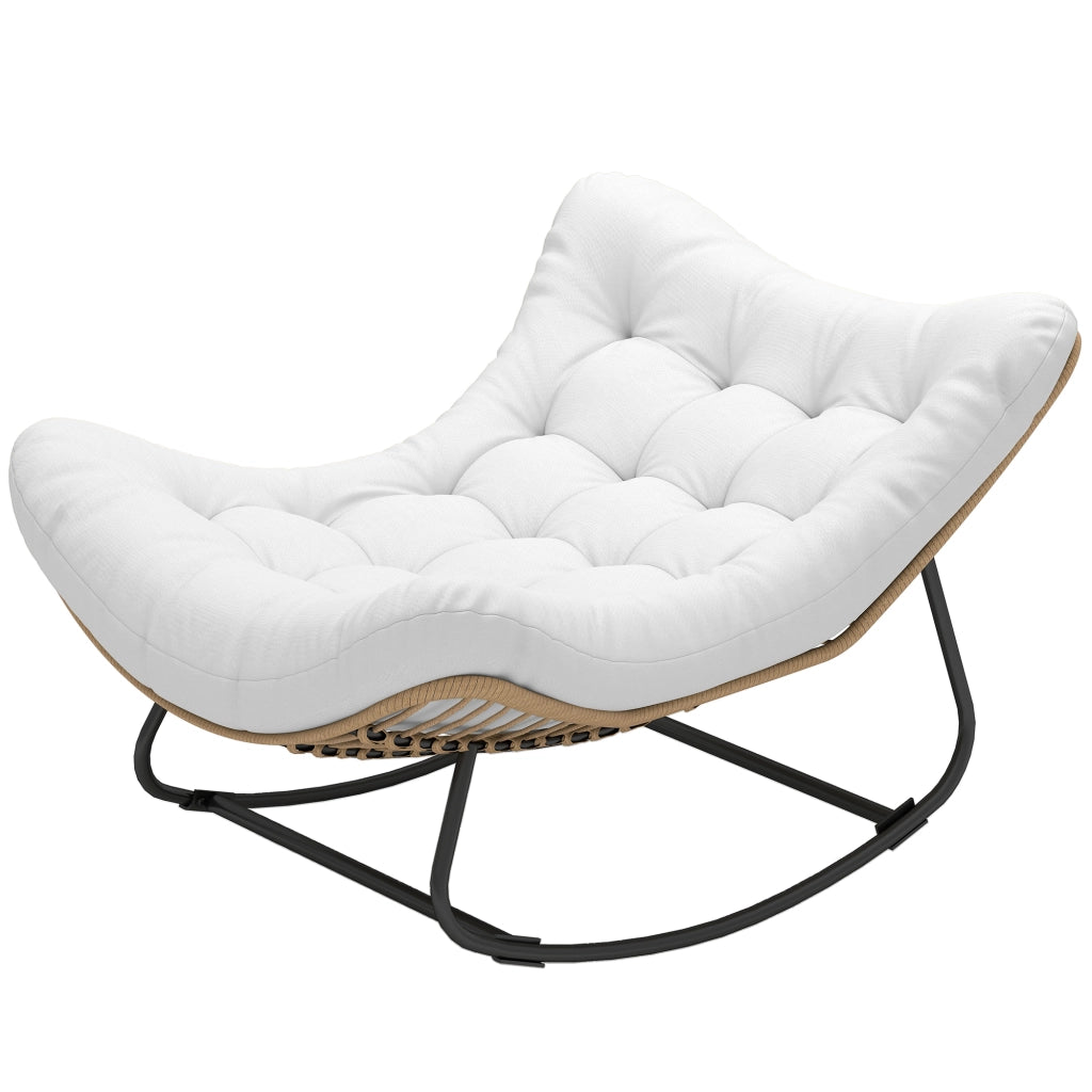 Poltrona a dondolo da giardino ¨C zephmum ¨C crema 98x111x74 cm