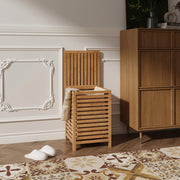 Mobile Portabiancheria Jystiand in Bambù con Coperchio Ribaltabile 57x40x40 cm 64 L [en.casa]