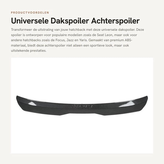 Spoiler Universale per Tettone - Materiale ABS - Progettazione Sportiva - Riduce Resistenza Aerodinamica - Migliora Stabilità di Guida - Spoiler Posteriore