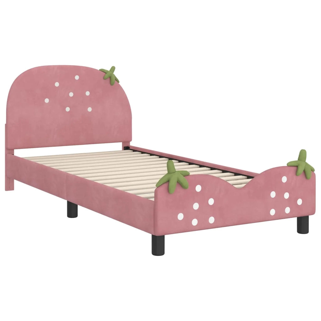 Struttura letto bambini con testata Rosa 90 x 200 cm Velluto 42011078