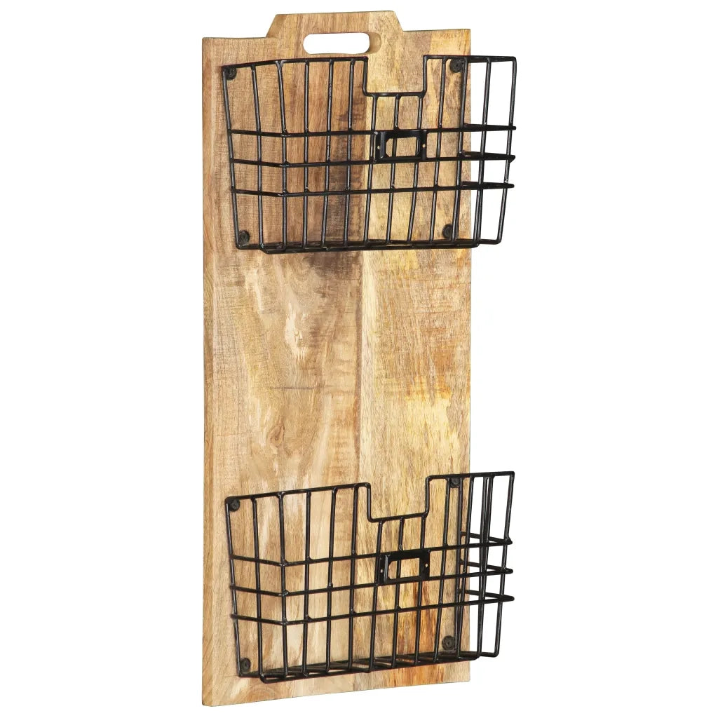 Portariviste a Parete 33x10x67 cm in Massello di Mango Grezzo 285878