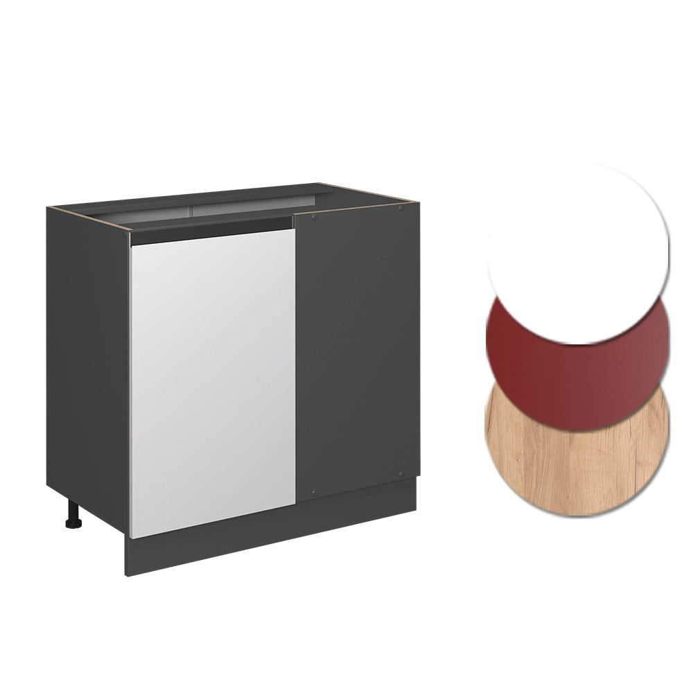 Mobile ad angolo cucina R-Line Bianco/Antracite 86 cm Forma a J, senza piano di lavoro Vicco