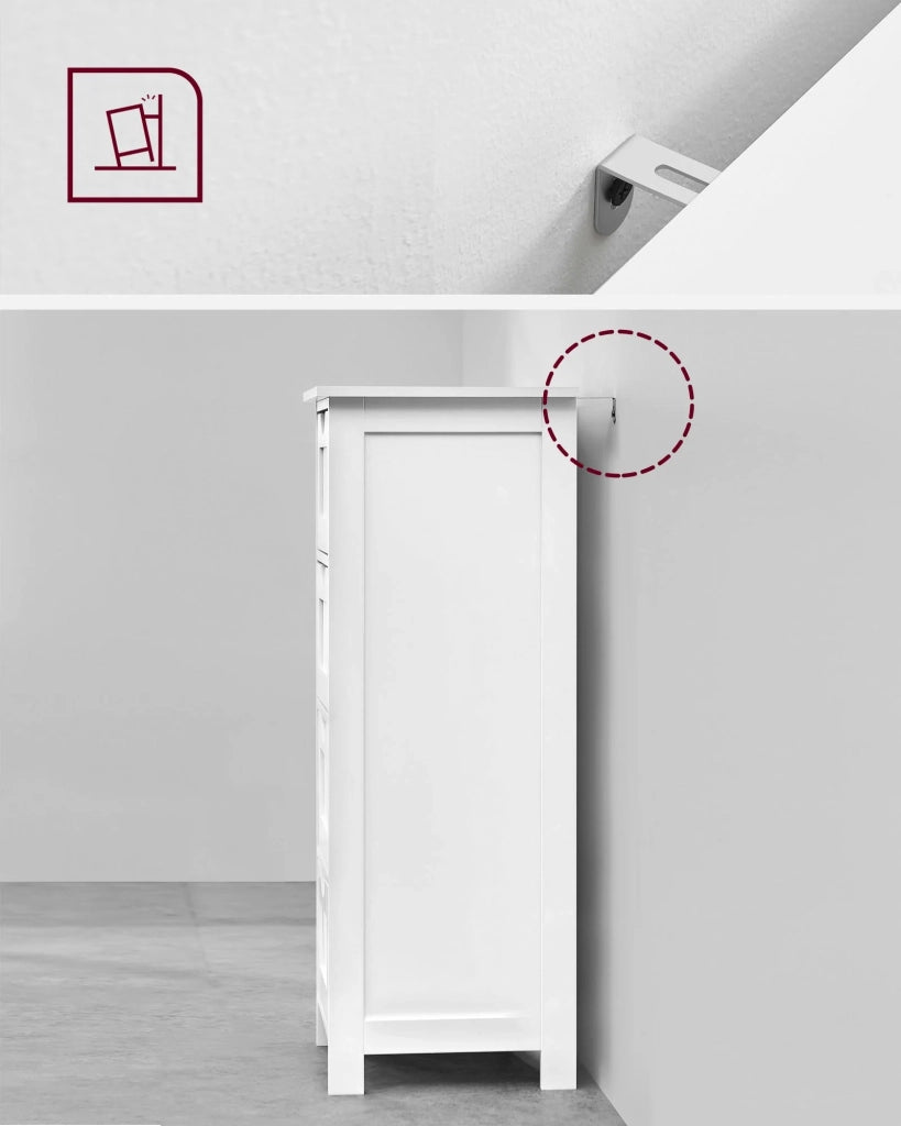 Mobiletto da bagno su gambe mobile contenitore con 4 cassetti 30 x 30 x 82 cm per soggiorno cucina e corridoio bianco 12_0006505