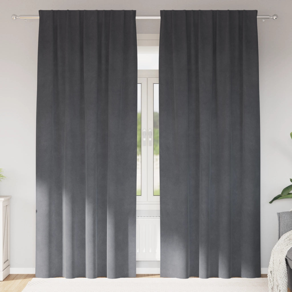 Tende oscuranti  con nastro superiore 2 pezzi Grigio chiaro in velluto