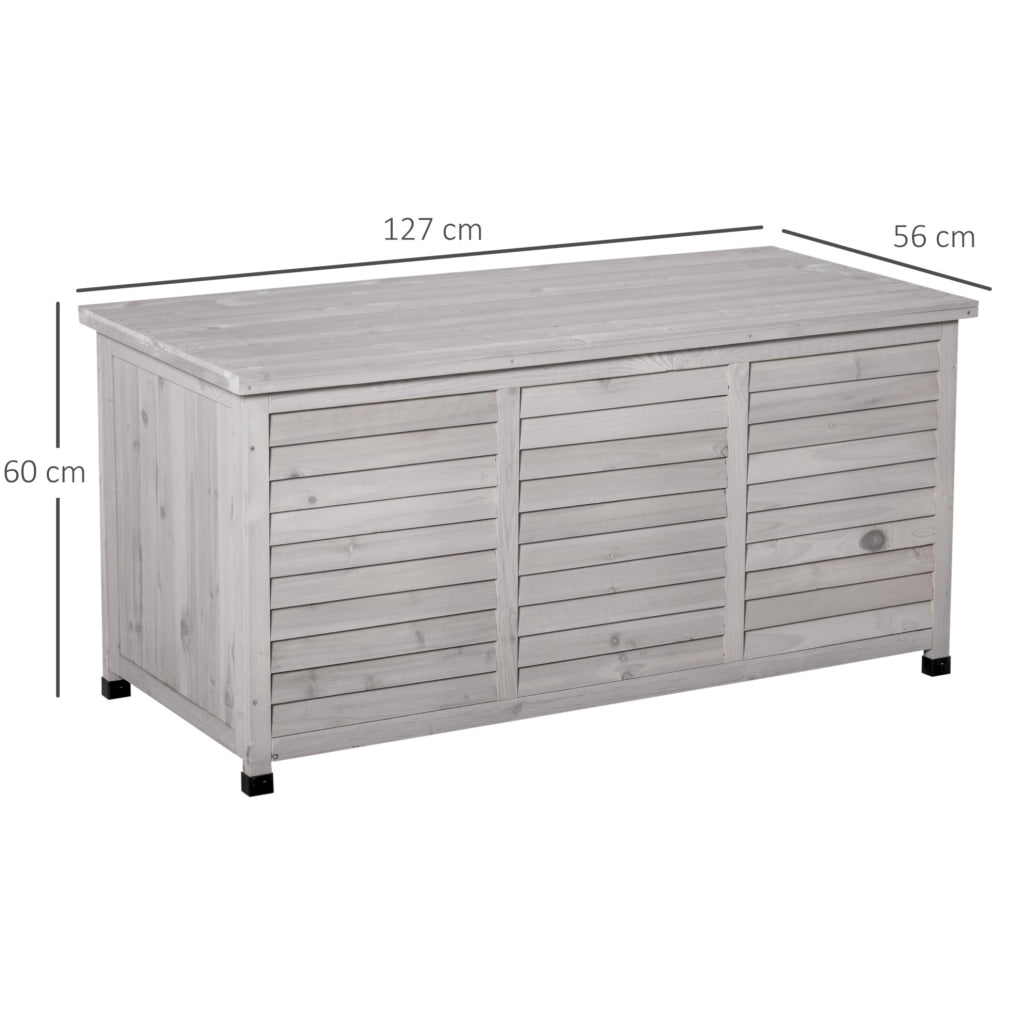 Cassapanca da giardino in legno grigio chiaro 127x56x60 cm