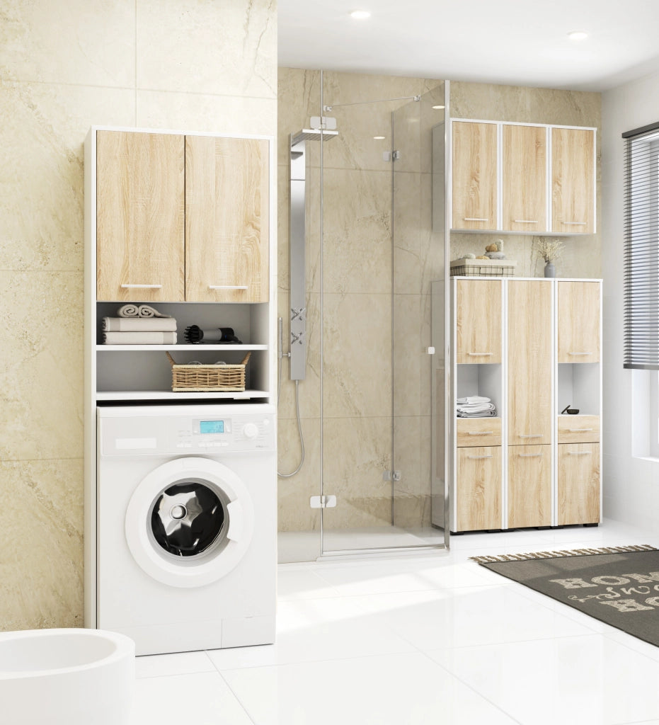 Mobile bagno sospeso AKORD FIN H934 W64 Bianco, Quercia Sonoma 2 ante 64x94x30 cm