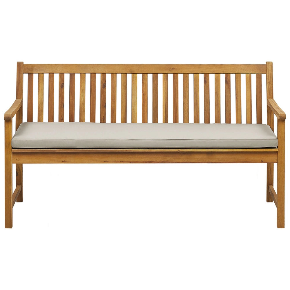 Panca da giardino leggera in legno di acacia 160 cm taupe cuscino da seduta imbottitura a doghe design patio esterno stile rustico