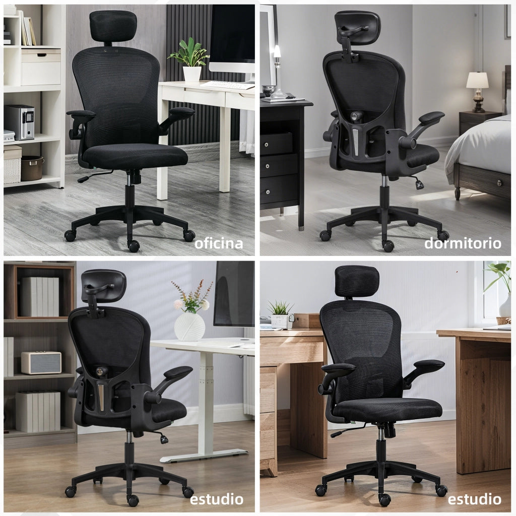 Sedia da ufficio con rete ¨C zephmum ¨C nero 62x64x120 cm