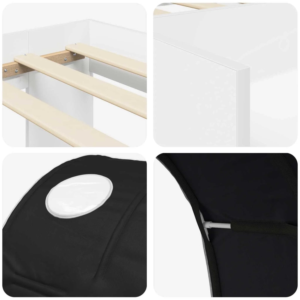 Letto alto per bambini con storage 3 pz Bianco e Nero 3423598
