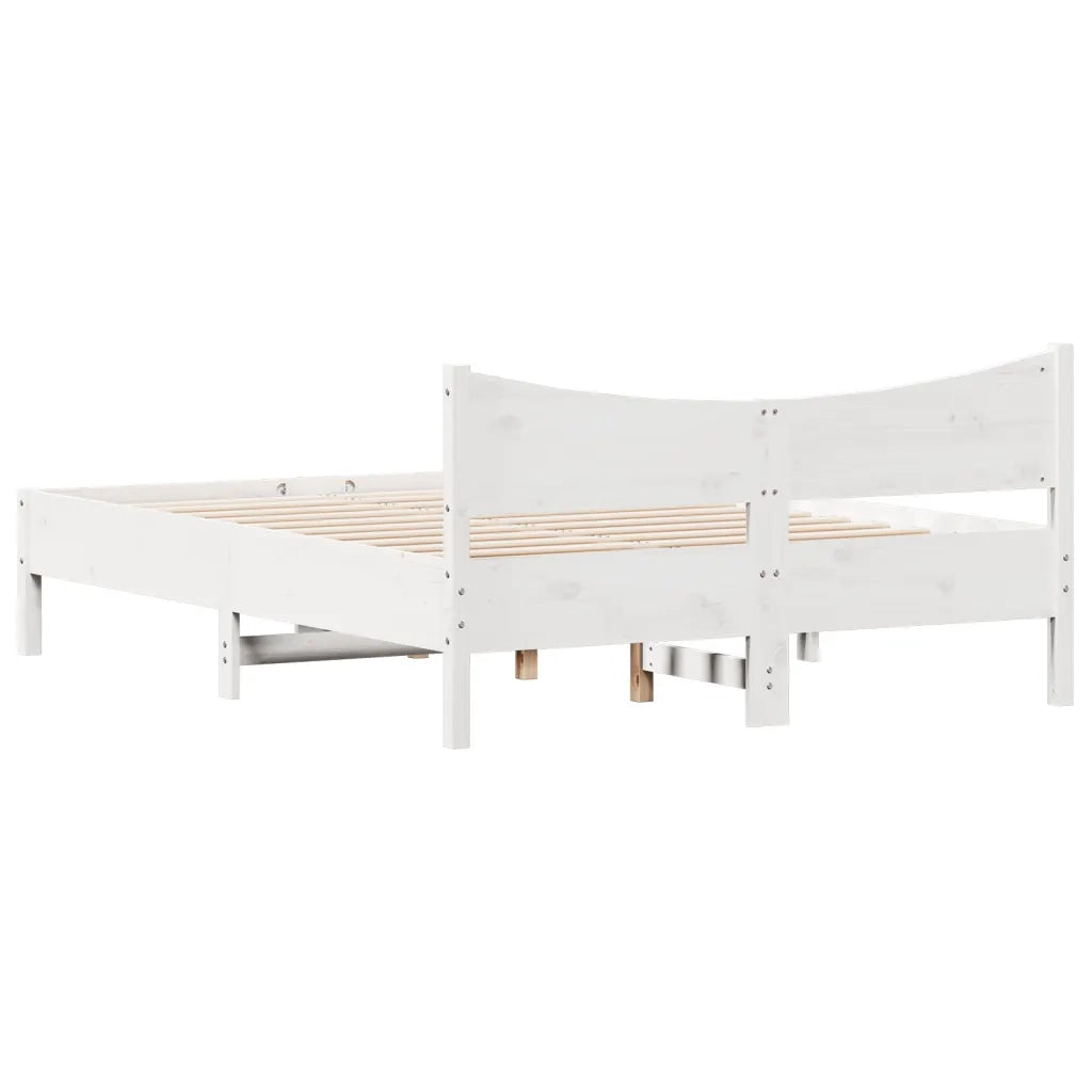 Letto senza Materasso Bianco 140x200 cm Legno Massello di Pino 844726