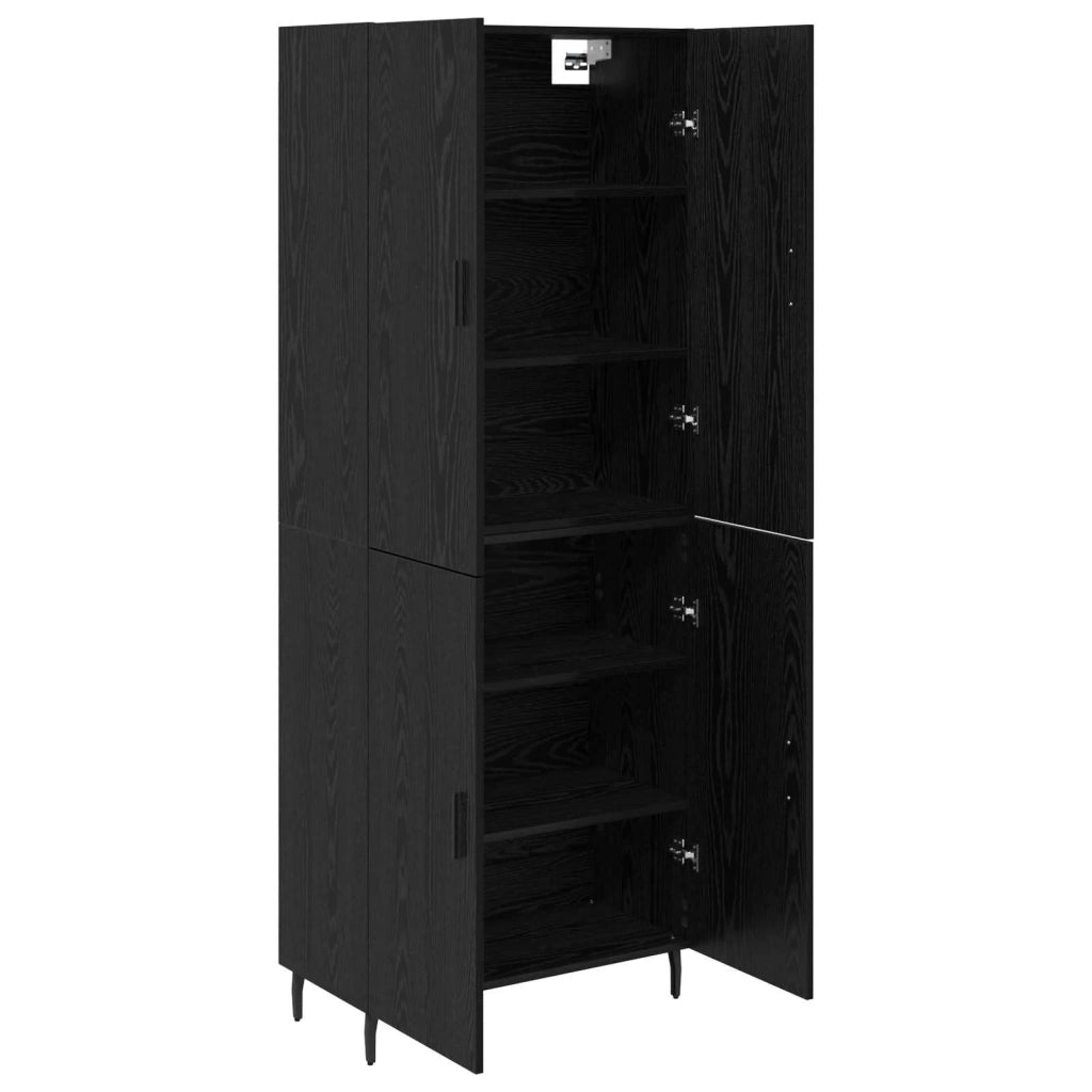 Credenza 2 pcs Rovere nero Legno Stratificato e Vetro 3416103