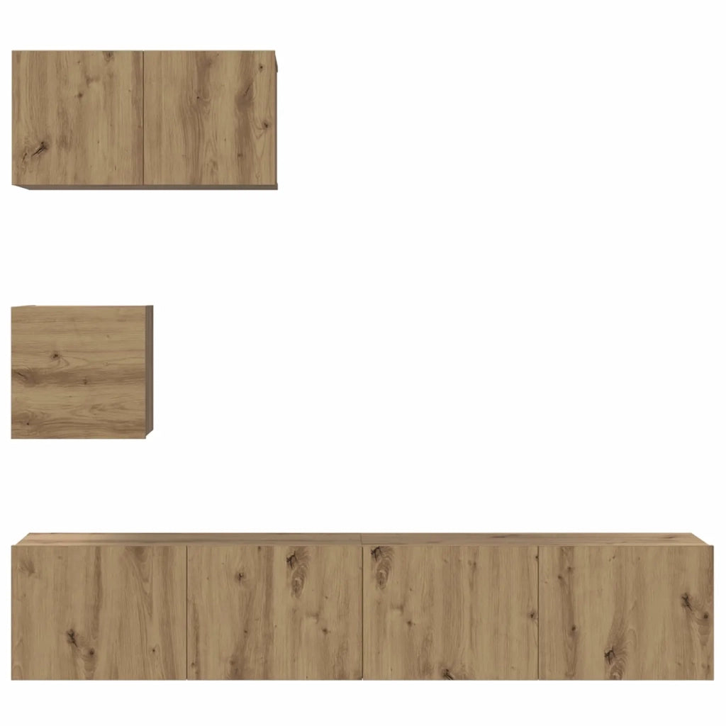 Set mobile TV 3 pz | Armadietto TV | Mobile Porta TV Rovere artigianale Legno multistrato