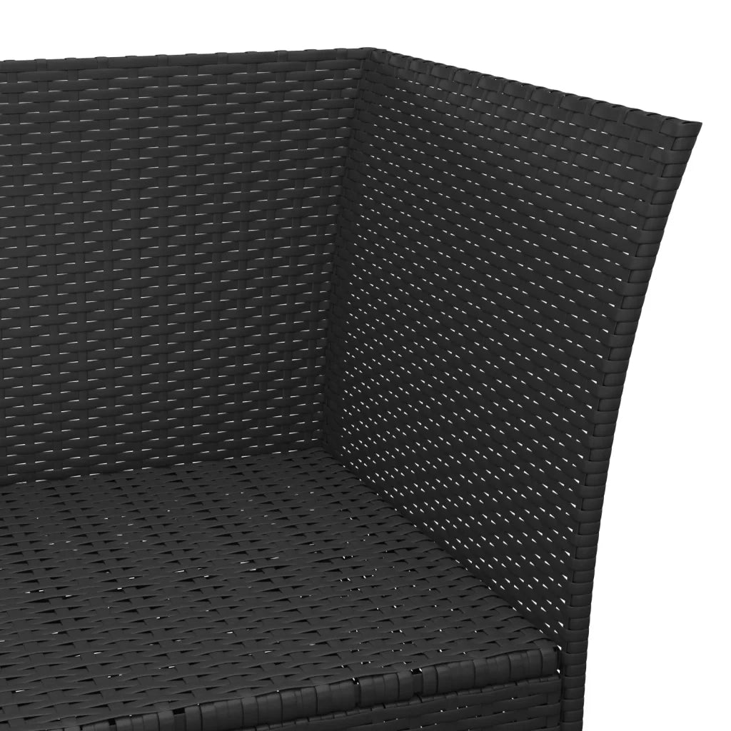 Set Divani da Giardino 3 pz con Cuscini Nero in Polyrattan 319692