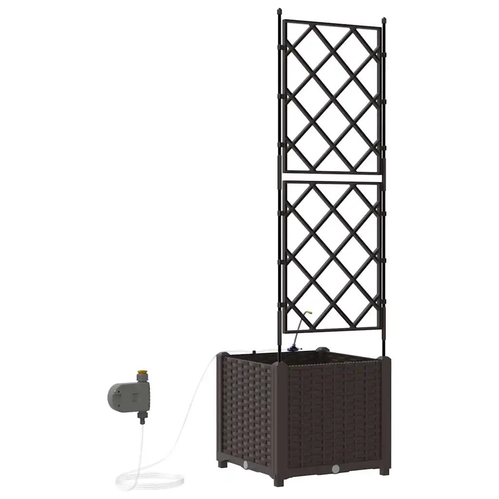 Fioriere | Cassetta per fiori | Vaso da giardino Marrone 40 x 40 x 142 cm Plastica