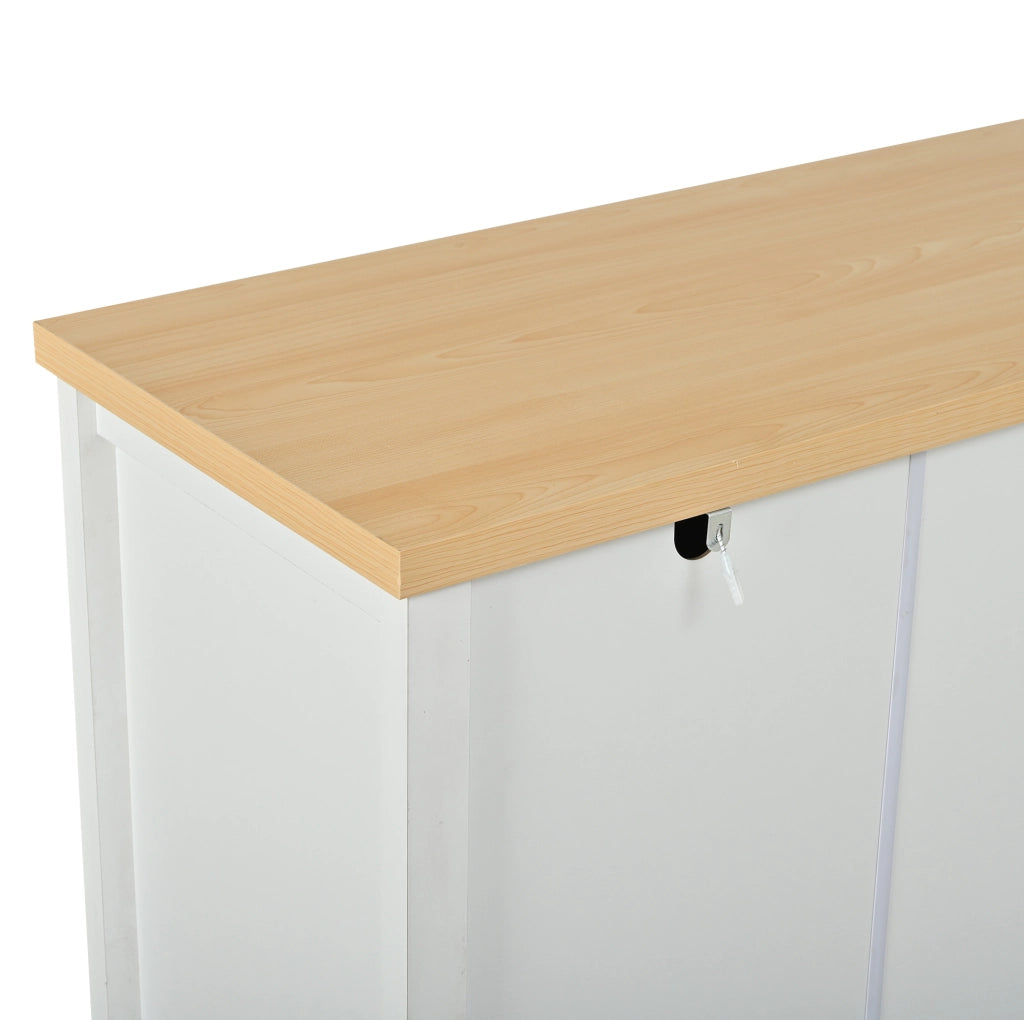 Credenza bianca 140x40x78 cm in MDF con 4 ante e ripiani regolabili