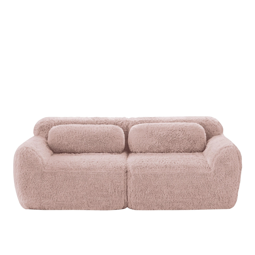 Divano 2 Posti Modulare in Tessuto Morbido con Cuscini ¨C MINIMAL ¨C Grigio
