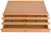 Scatola di stoccaggio per artisti 3 strati - Legno di betulla - Cassa per disegno - Cassetto di attrezzi - Carrello rimovibile - Grande capacità di stoccaggio 15 cassette