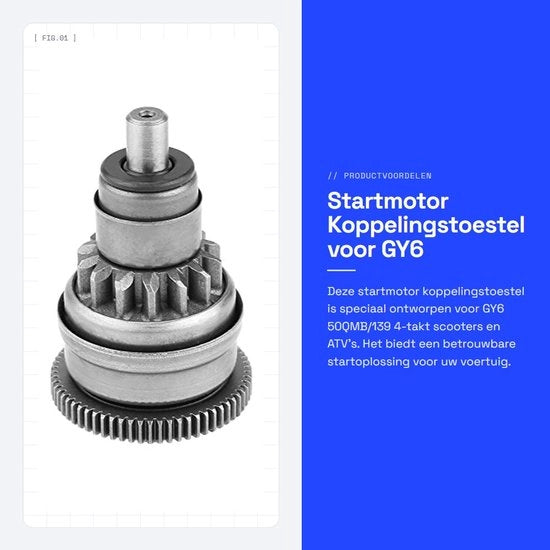 Motore di Avviamento di Alta Qualità - Kit di Avviamento - Adatto per GY6 50QMB/139 - Motocicli/Scopertabomfiatrici - Facile da Installare - Materiale Anticorrosivo - Avviamento