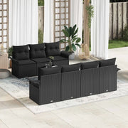 Set Divano da Giardino con cuscino 8 pcs Nero polyrattan 3353942