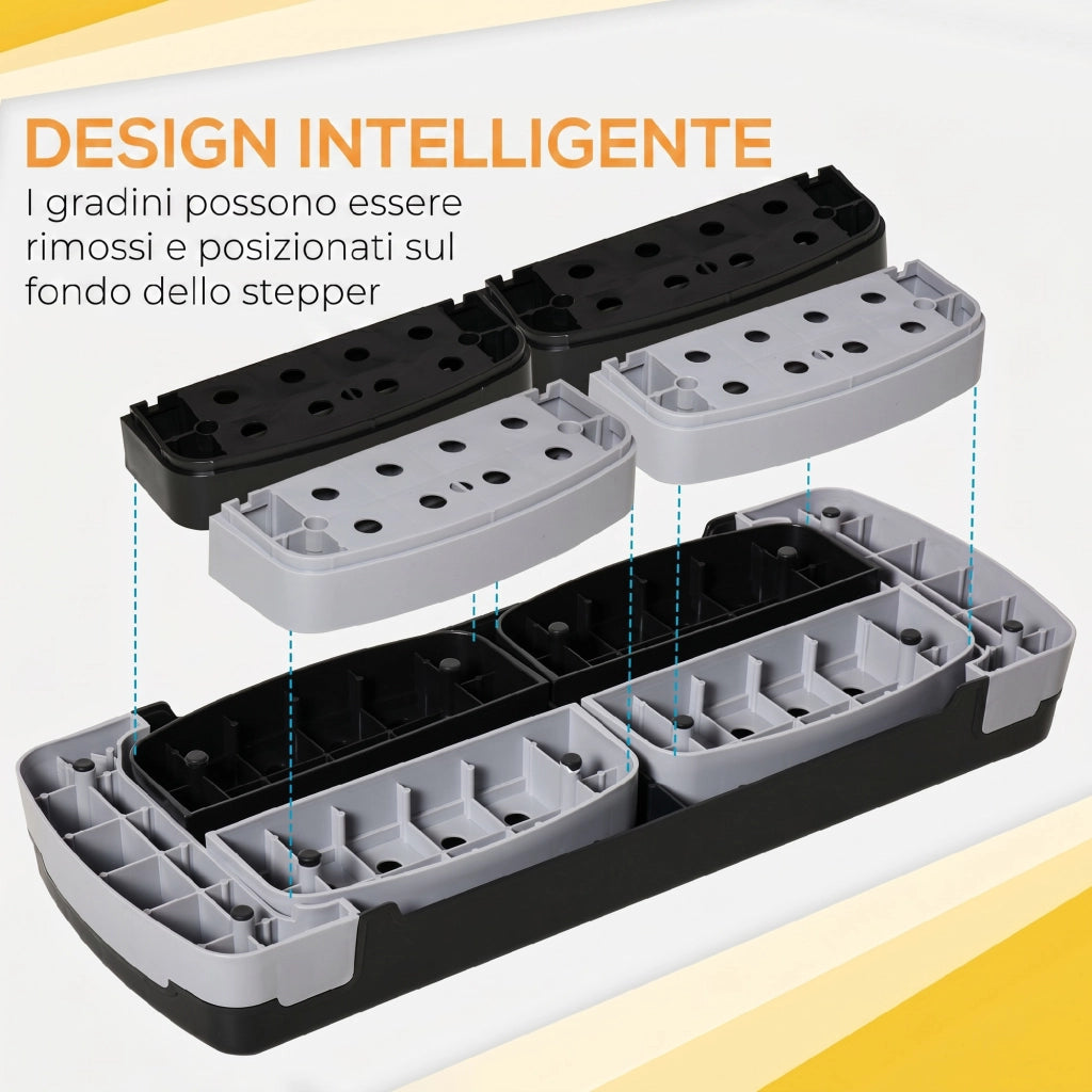 Stepper da Aerobica Regolabile in Altezza 10-15-20 cm ¨C zephmum ¨C Nero Grigio Antiscivolo