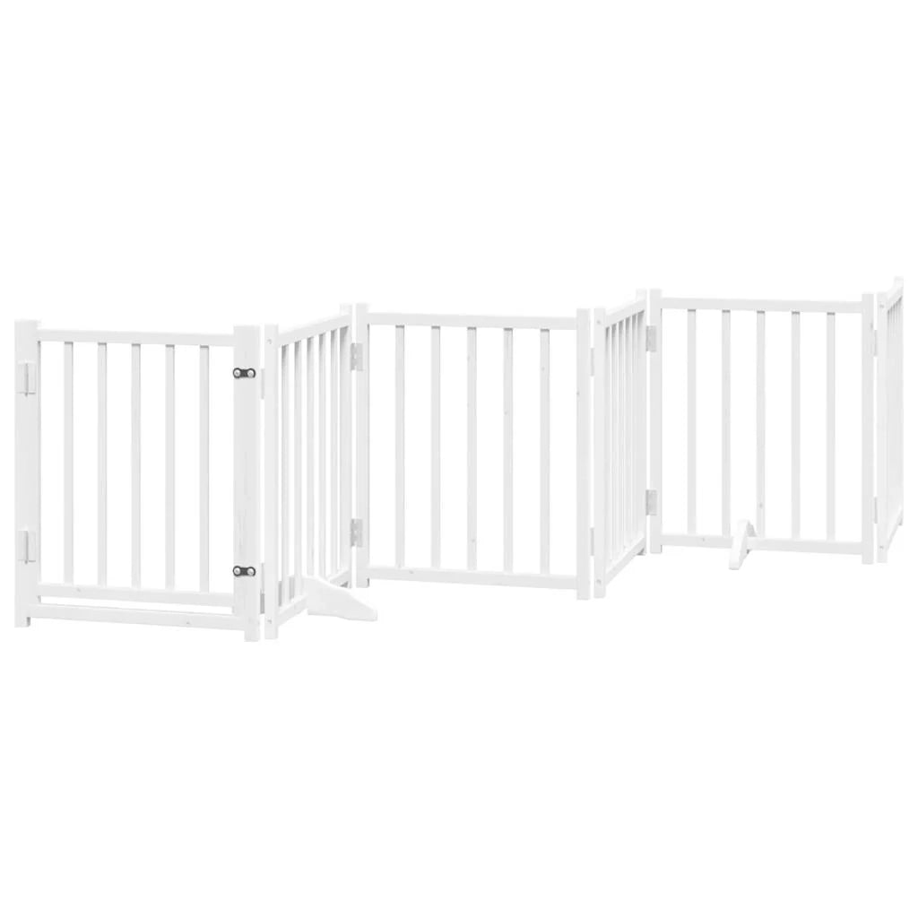 Cancelletto di sicurezza per animali domestici porta pieghevole 15 pannelli legno di pioppo bianco 02_0023195