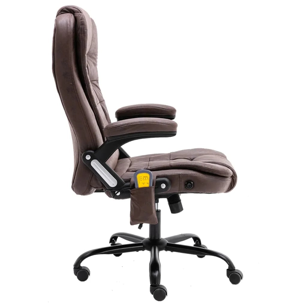 Sedia poltrona sedia da ufficio sedia da computer sedia da studio sedia da massaggio pelle scamosciata sintetica marrone scuro 02_0024013