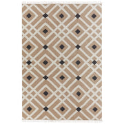 Tappeto di iuta intrecciata in cotone naturale beige con nappe a motivo geometrico 160 x 230 cm stile boho moderno