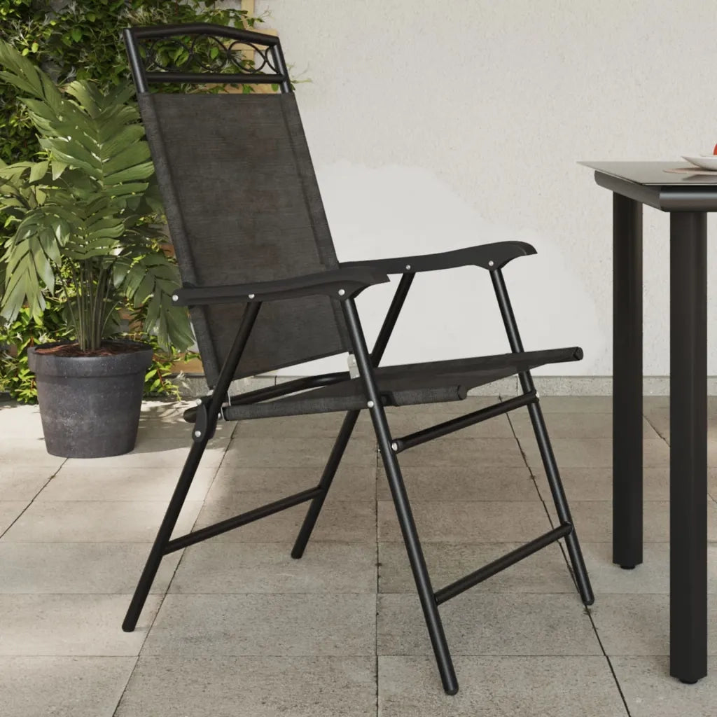 Sedie Giardino Pieghevoli 8 pz Acciaio Grigio Mélange Textilene 3157294