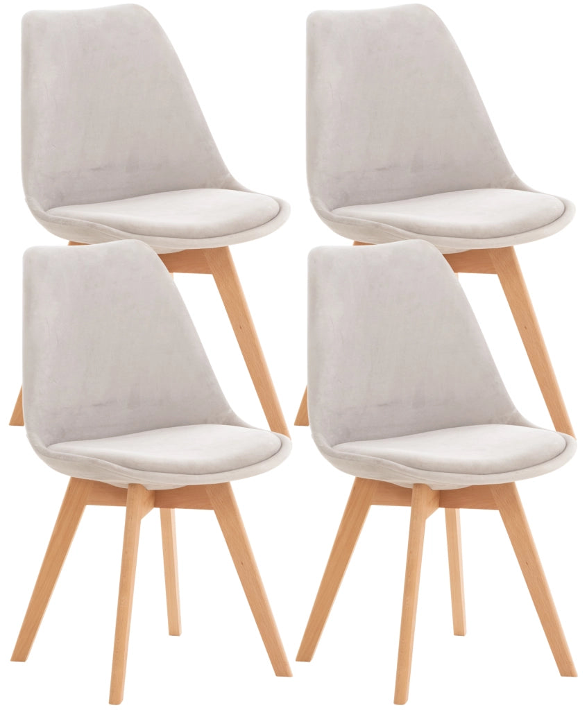 Set 4 Sedie Pranzo Linares grigio chiaro,Velluto