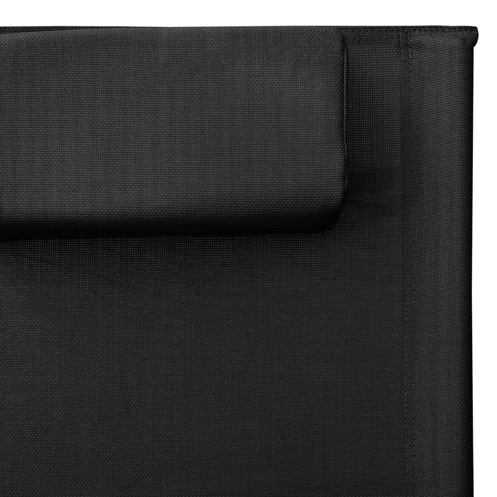 Lettino Prendisole in Textilene Nero e Grigio 310513