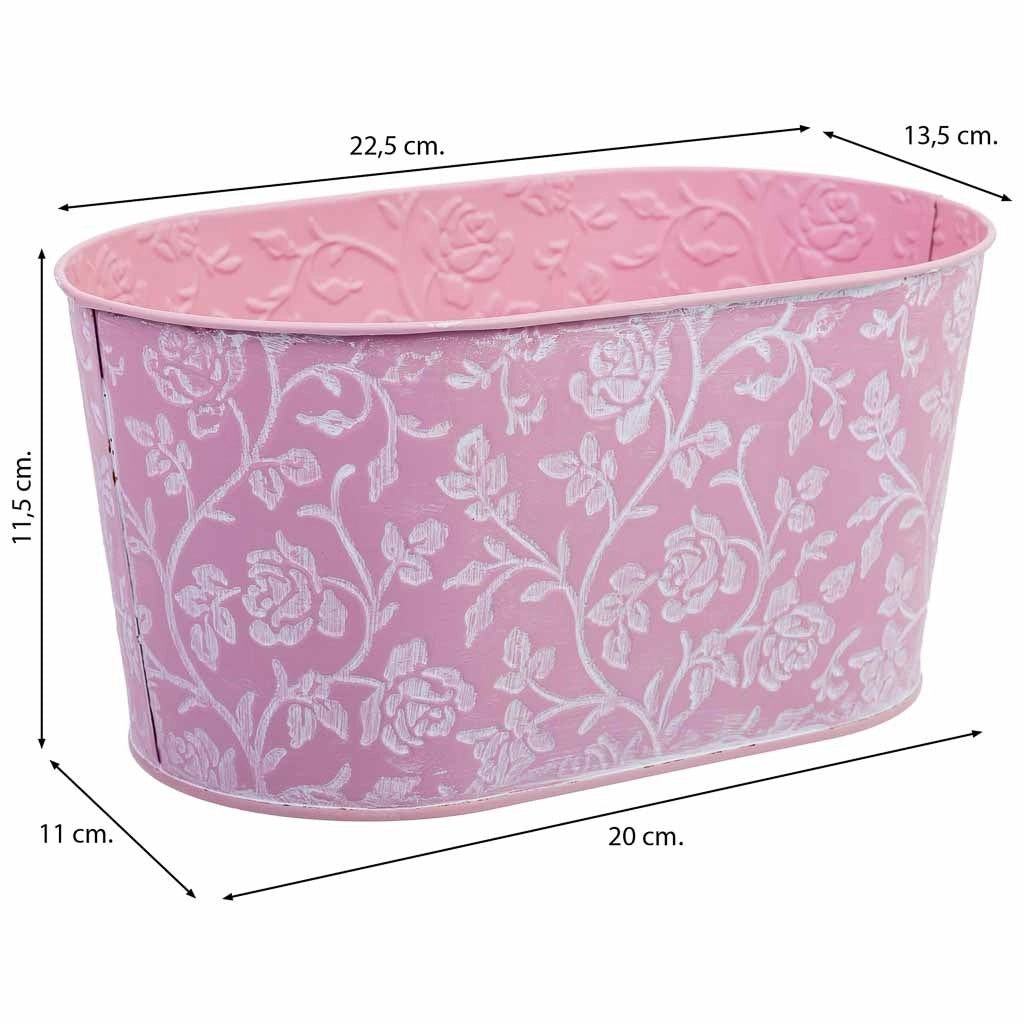 Cestino in metallo rosa 22,5x13,5x11,5 B20x11