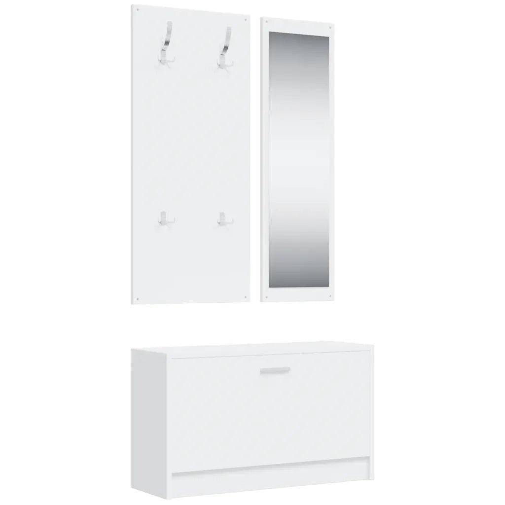 Set Scarpiere 3 in 1-Scaffale per scarpe Bianco in Legno Multistrato