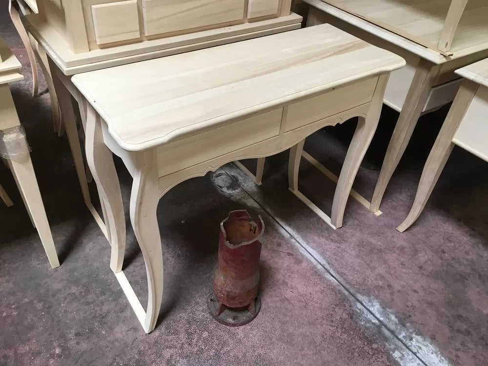 Consolle in legno classica 2 cassetti grezzo l.101 p.38 h.82 (3108) - Mobili 2G