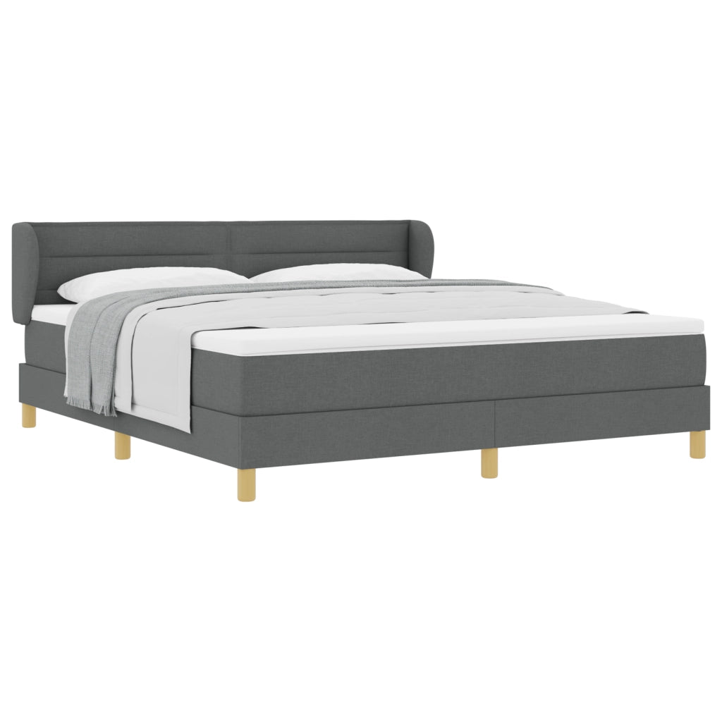 Letto Box Spring con Materasso Grigio Scuro, 180x200 cm in Tessuto