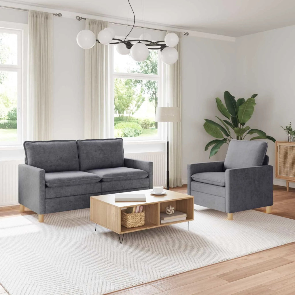 Set di divani 2 pcs Grigio Chiaro Poliestere