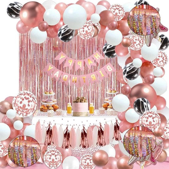 Decorazioni per compleanni palloni - 118 pezzi - con pompa - compleanno ragazza - carta vetrata frangia tenda - rosa oro - decorazione pallone singola per festa