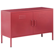 Credenza a 2 ante in acciaio rosso Home Office Mobili Ripiani Tappi per gambe Design industriale