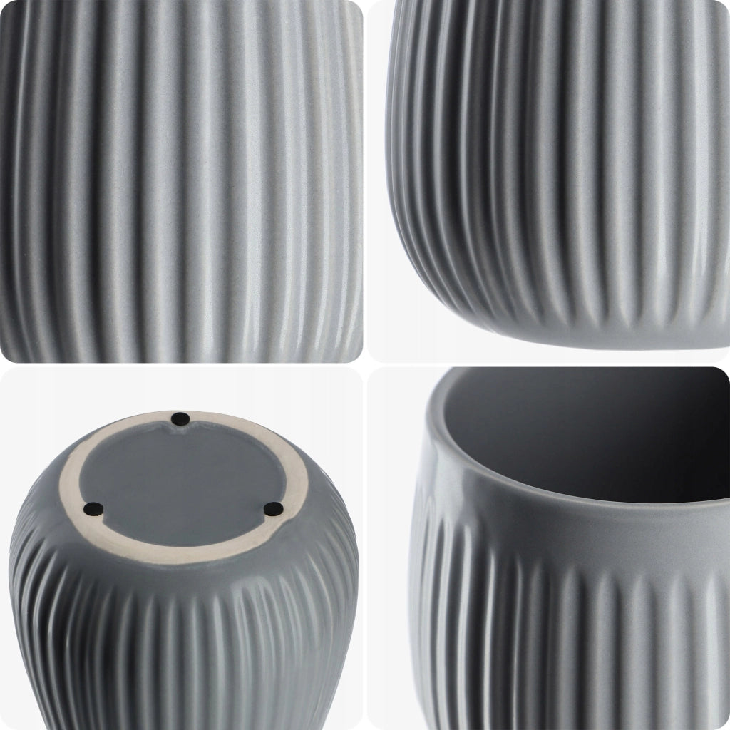 Vaso da fiori in ceramica KADAX, rotondo, 14 cm, grigio