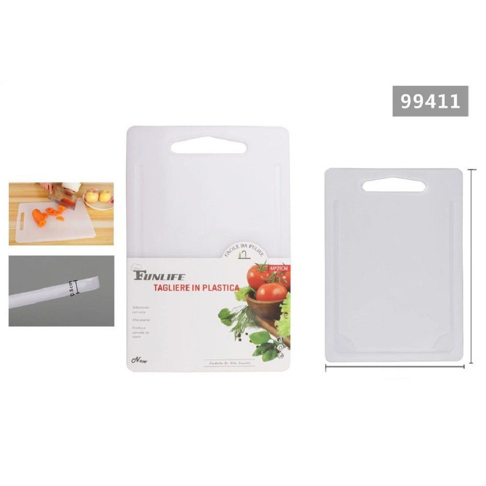 Trade Shop - Tagliere In Plastica Con Canale Scanalatura 44x29x0.8cm Per Verdure Frutta 99411 -