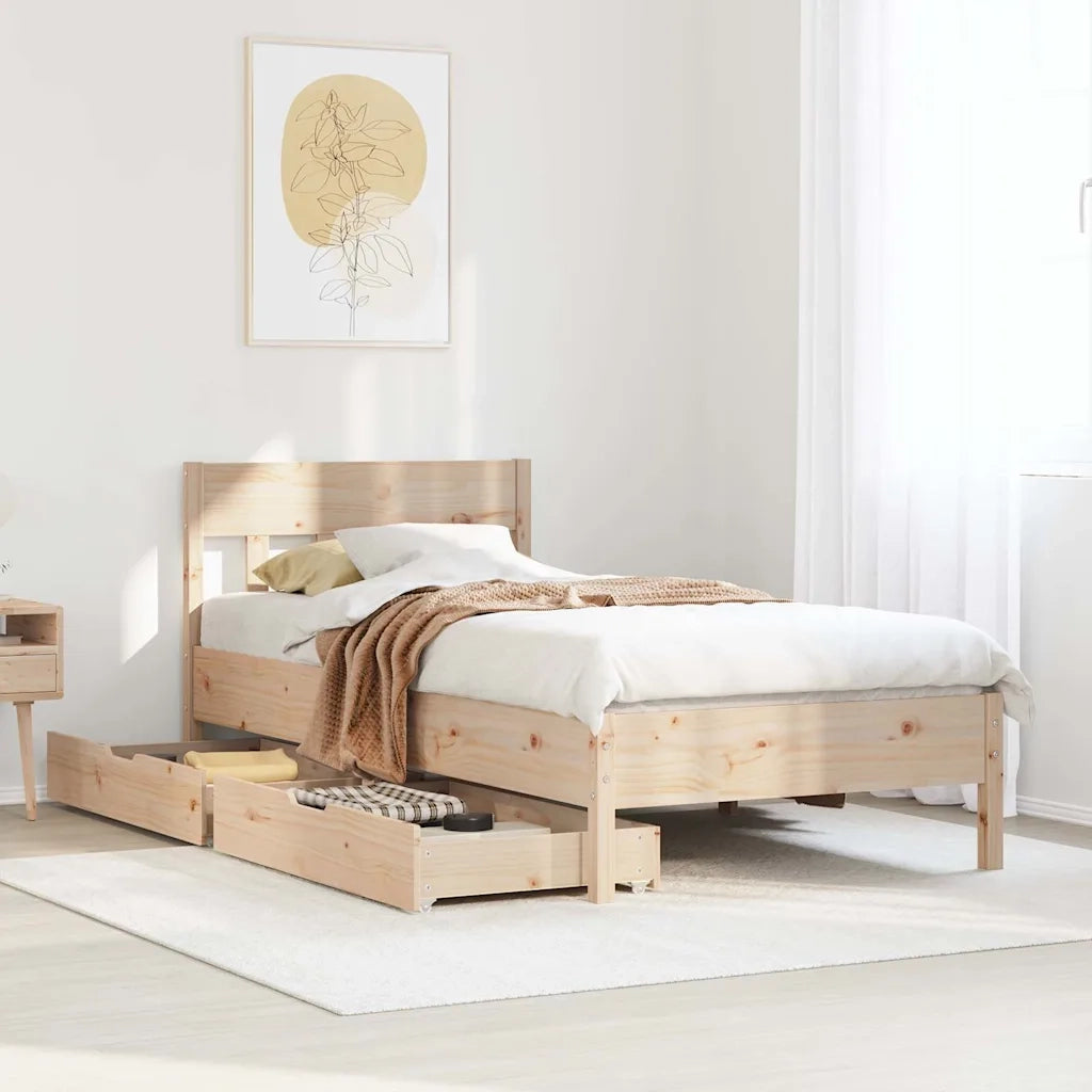 Letto senza Materasso 75x190 cm in Legno Massello Pino 3301890