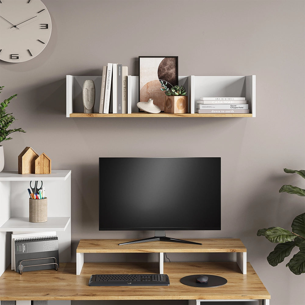 Vicco Libreria da parete Rovere bianco/dorato 90 x 20 cm