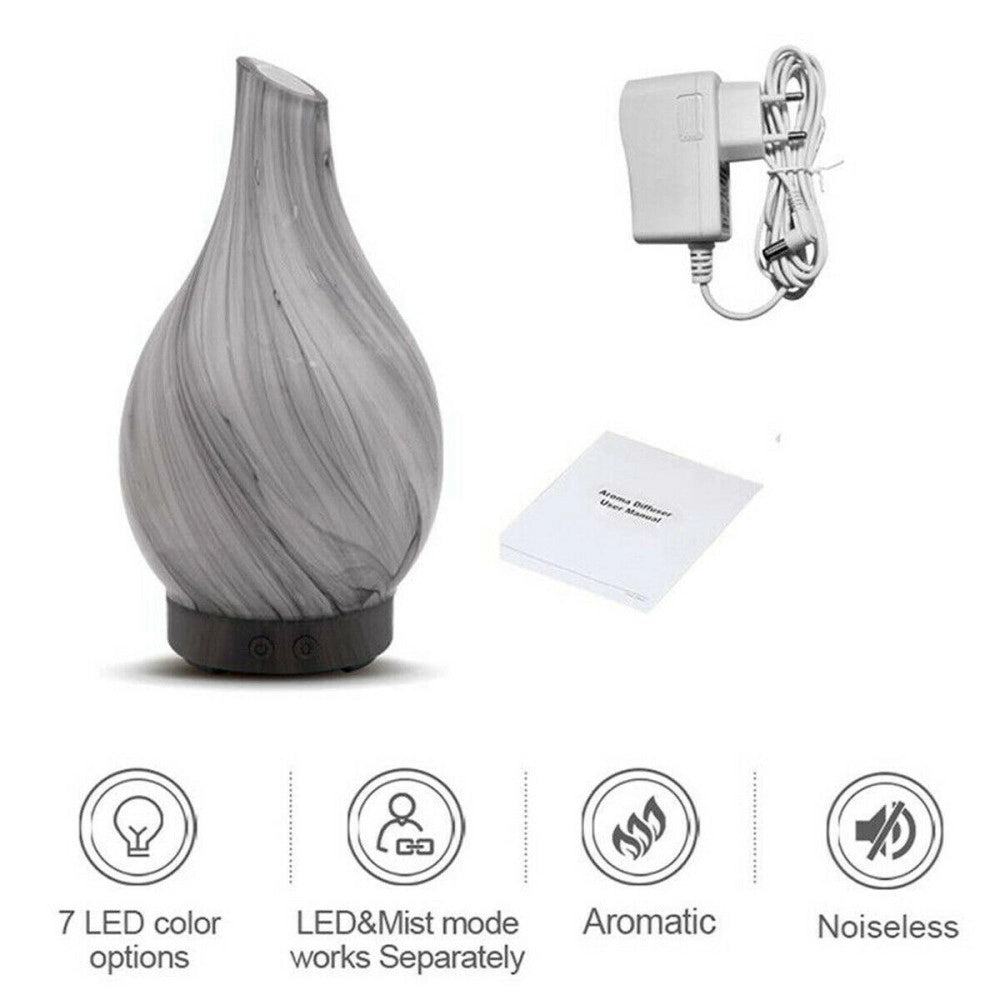 Trade Shop - Diffusore Oli Vetro Cromoterapia Aromaterapia Umidificatore Bianco E Nero 02 Led -
