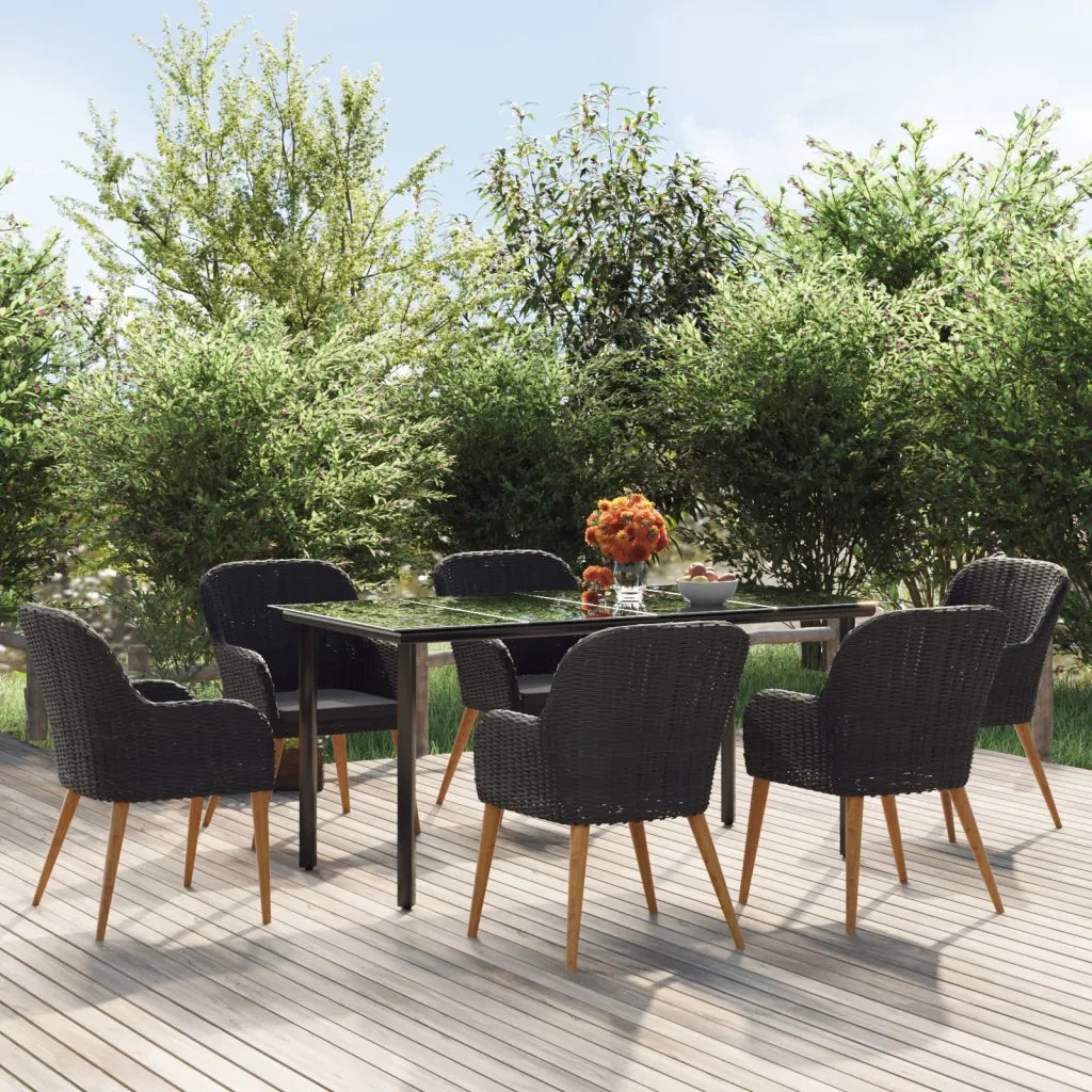 Set da Pranzo da Giardino 7 pz con Cuscini Nero cod mxl 42215