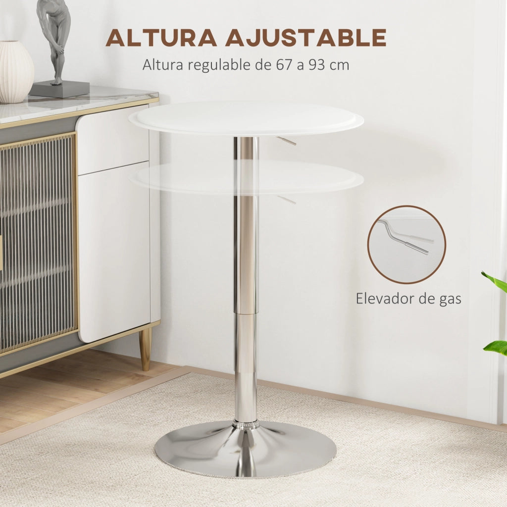Tavolo da Bar Girevole con Altezza Regolabile ¨C Zephmum ¨C Bianco ?63x67-93 cm