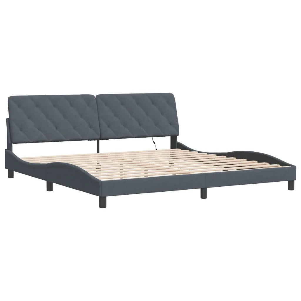 Giroletto con LED senza Materasso-Struttura Letto Grigio Scuro 200x200 cm in Velluto