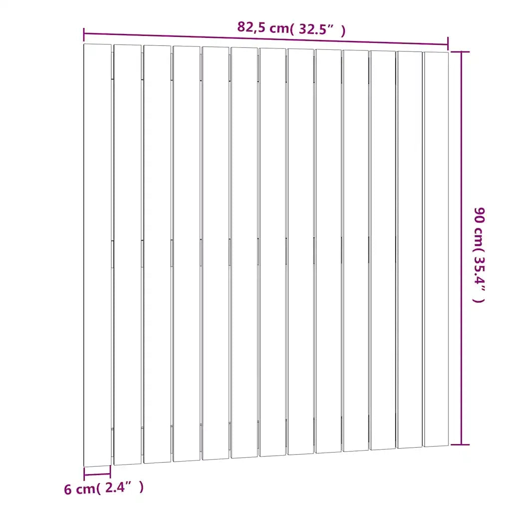 Testiera da Parete Nera 82,5x3x90 cm in Legno Massello di Pino cod mxl 40465