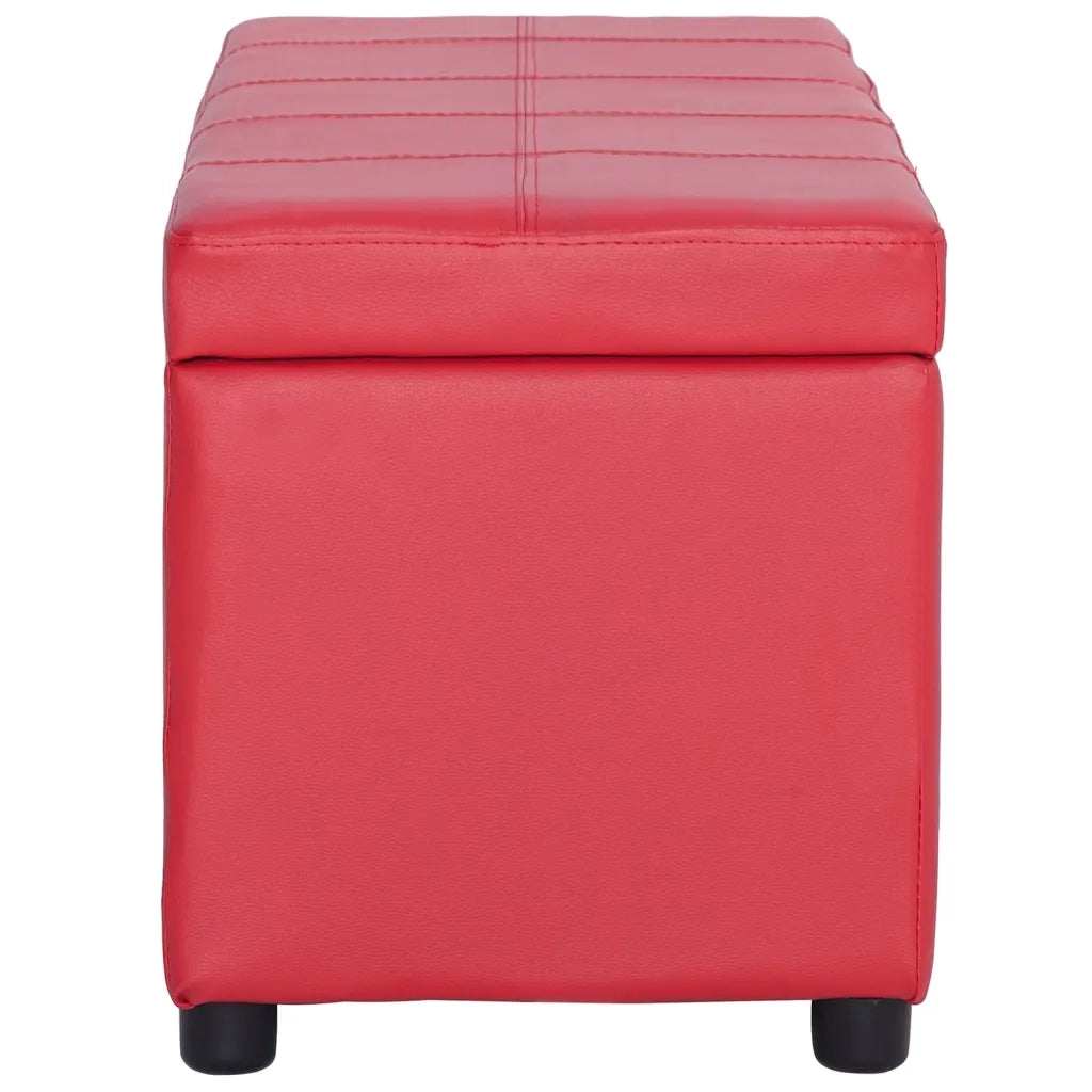 Panca con Vano Portaoggetti 116 cm Rosso in Similpelle 281314