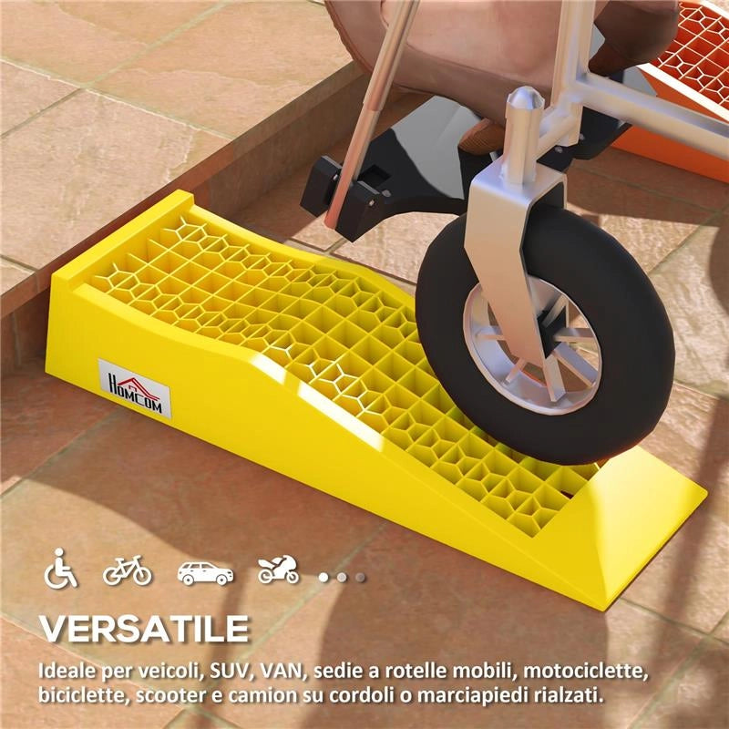 SET 2 RAMPE DI CARICO IN PLASTICA PER AUTO CON CAPACITÓ 3 TONNELLATE E SUPERFICIE ANTISCIVOLO, GIALLO