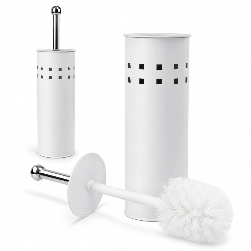 Portascopino Bagno Traforato Con Coperchio Disponibile in Nero, Bianco, Tortora Bianco